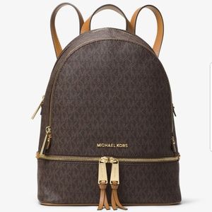 Michael Kors Rhea Signature Medium Brown Backpack